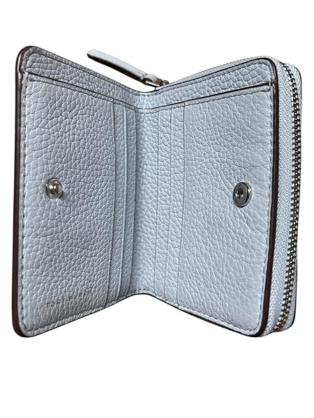 Tory Burch Britten BI Fold Wallet 146708 Blue Mist with Brass Rolled in Silver Tone Hardware - Image 4