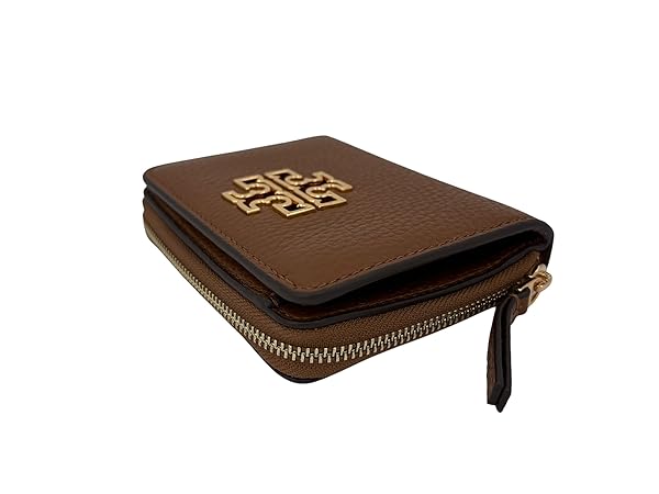Tory Burch Britten BI Fold Wallet 146708 Moose Brown with Brass Rolled in Gold Tone Hardware - Image 3