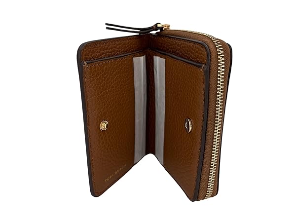 Tory Burch Britten BI Fold Wallet 146708 Moose Brown with Brass Rolled in Gold Tone Hardware - Image 4
