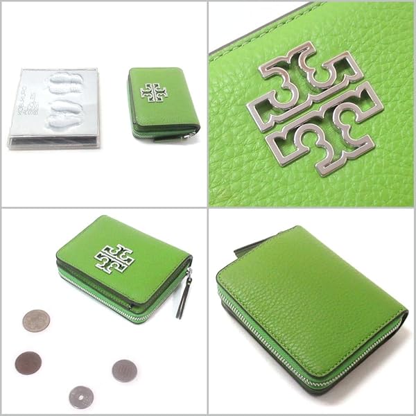 Tory Burch Britten BI Fold Wallet 146708 Wheatgrass Green with Silver hardware - Image 3