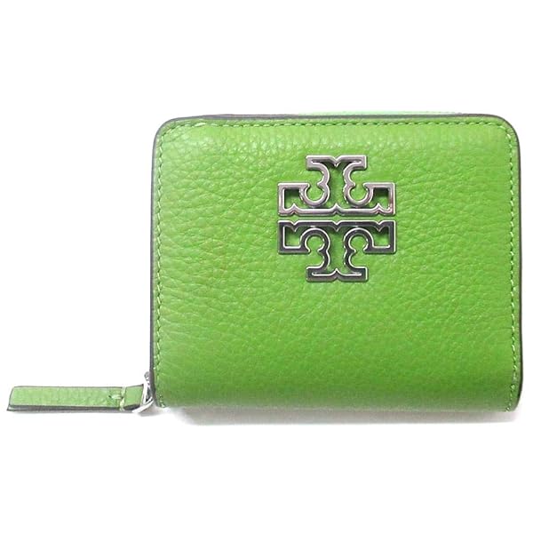 Tory Burch Britten BI Fold Wallet 146708 Wheatgrass Green with Silver hardware