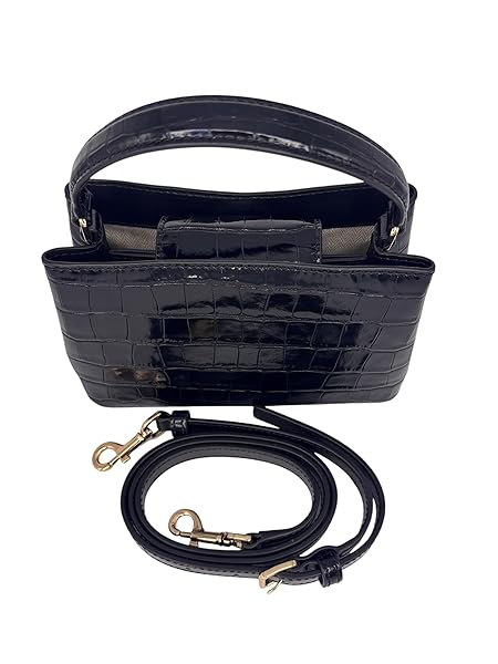 Tory Burch Britten Embossed Micro Satchel 142566 Black 001 - Image 4