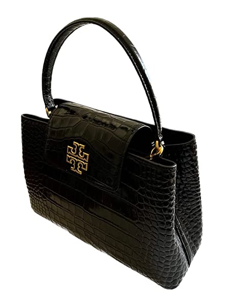 Tory Burch Britten Embossed Small Satchel/Crossbody Bag 141043 Black 001 - Image 3