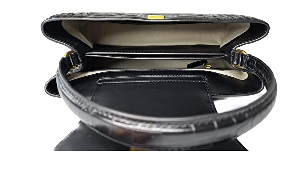 Tory Burch Britten Embossed Small Satchel/Crossbody Bag 141043 Black 001 - Image 4