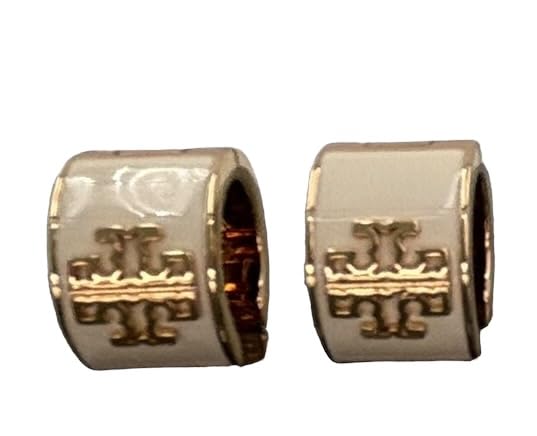 Tory Burch Britten Enamel Huggie 149325 Ivory 700, Small & Wide Hoop w Double T Logo