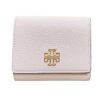 Tory Burch Britten Leather Compact Wallet, Delicate Pink, Snap Closure with Card Case, Multiple Compartments
