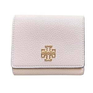 Tory Burch Britten Leather Compact Wallet, Delicate Pink, Snap Closure with Card Case, Multiple Compartments