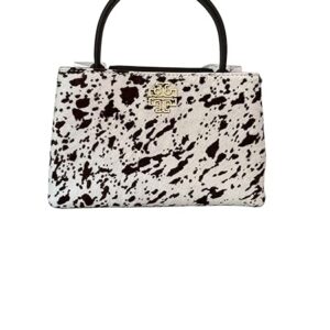 Tory Burch Britten Mini Satchel (Light Neutral Black Calf Hair)