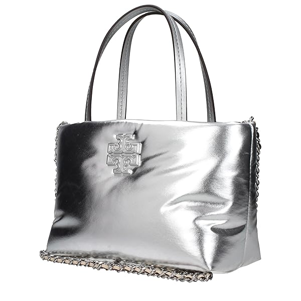 Tory Burch Britten Nylon Puffy Mini Tote (Metallic Silver) - Image 3