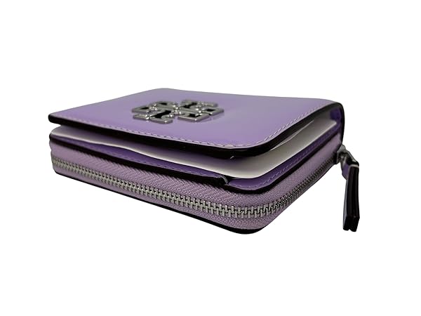 Tory Burch Britten Patent Bi Fold Wallet 147641 Lavender Purple with Silver hardware - Image 4