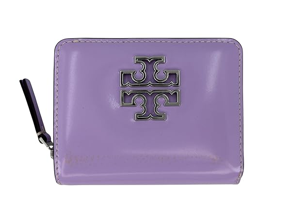Tory Burch Britten Patent Bi Fold Wallet 147641 Lavender Purple with Silver hardware