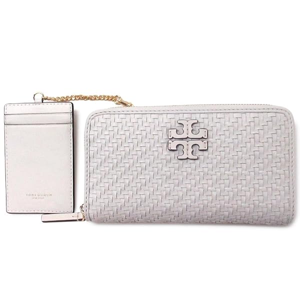 Tory Burch Britten Woven Leather Continental Wallet with ID Holder, New Ivory