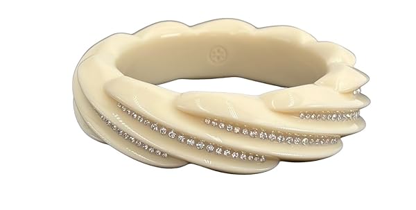 Tory Burch Crystal Resin Bangle Ivory One Size