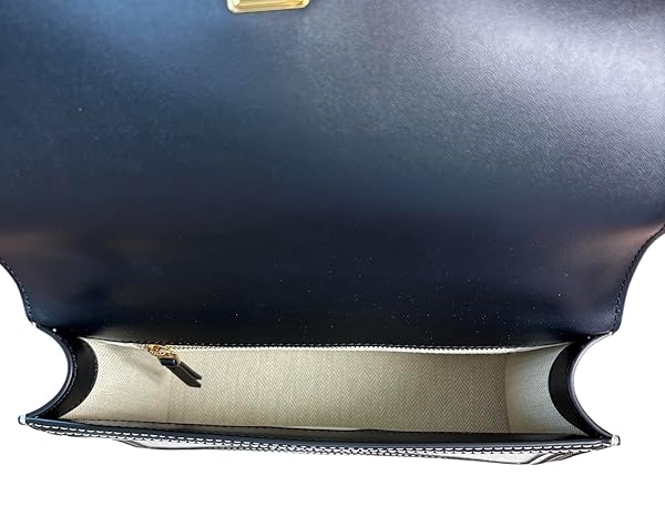 Tory Burch Emerson Canvas Shoulder Bag, Black Leather Trim, Gold Chain Strap, 10 x 2.5 x 6.5 inches - Image 7