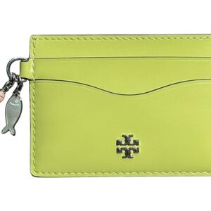 Tory Burch Emerson Charms Slim Card Case, Candy Lime Green, Fish & Shell Charms