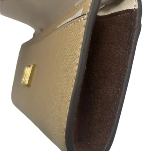 Tory Burch Emerson Color-Block Wallet On A Chain One Size Brie & Almond Flour w Taupe Suede on the Side & Saffiano Leather interior w Gold Hardware/Chain - Image 6