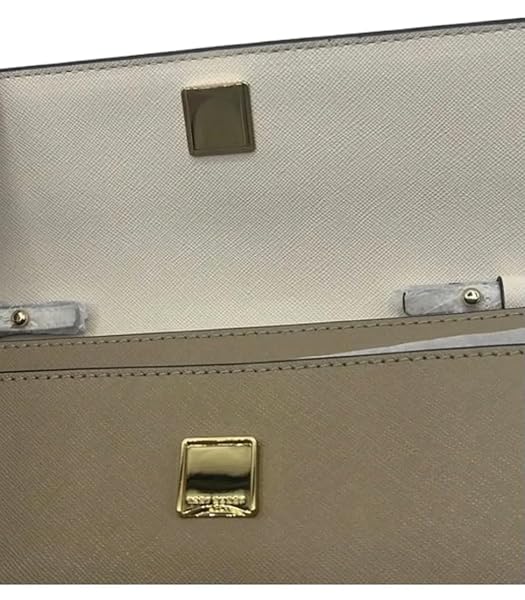 Tory Burch Emerson Color-Block Wallet On A Chain One Size Brie & Almond Flour w Taupe Suede on the Side & Saffiano Leather interior w Gold Hardware/Chain - Image 7