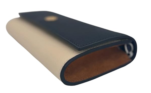 Tory Burch Emerson Color-Block Wallet On A Chain Tory Navy One Size Navy & Brie w Taupe Suede on the Side & Saffiano Leather interior w Gold Hardware/Chain - Image 4