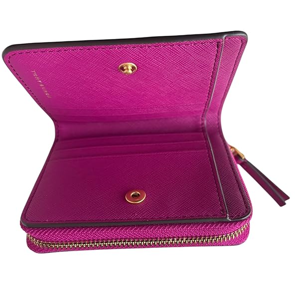 Tory Burch Emerson Mini Wallet, Prickly Pear Fuchsia Pink, Saffiano Leather, Zip Around - Image 4
