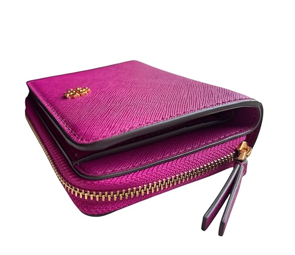 Tory Burch Emerson Mini Wallet, Prickly Pear Fuchsia Pink, Saffiano Leather, Zip Around - Image 5
