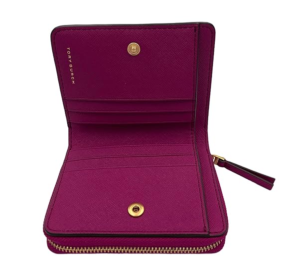 Tory Burch Emerson Mini Wallet, Prickly Pear Fuchsia Pink, Saffiano Leather, Zip Around - Image 6