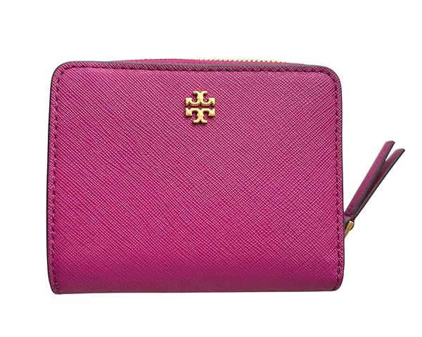 Tory Burch Emerson Mini Wallet, Prickly Pear Fuchsia Pink, Saffiano Leather, Zip Around