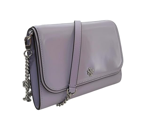 Tory Burch Emerson Patent Chain Wallet 139427 Violet Sky 537 - Image 3