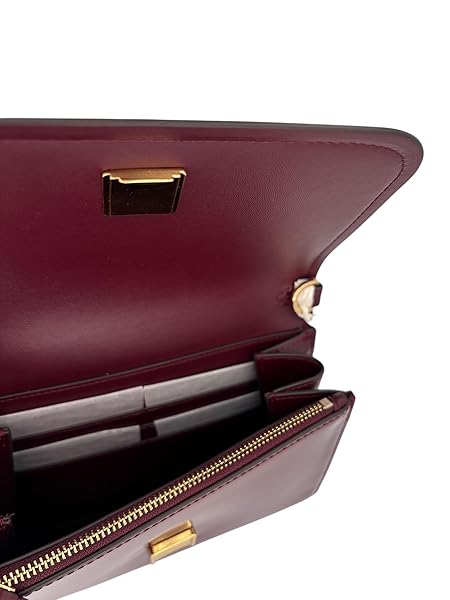 Tory Burch Emerson Patent Chain Wallet Royal Burgundy - Image 4