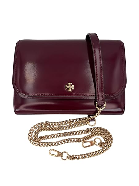 Tory Burch Emerson Patent Chain Wallet Royal Burgundy - Image 5