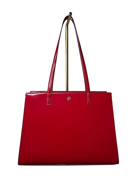 Tory Burch Emerson Patent Work Tote 162848 Warm Red 600 - Image 4