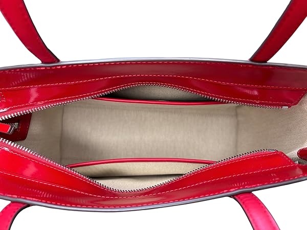 Tory Burch Emerson Patent Work Tote 162848 Warm Red 600 - Image 5