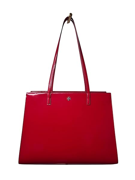 Tory Burch Emerson Patent Work Tote 162848 Warm Red 600