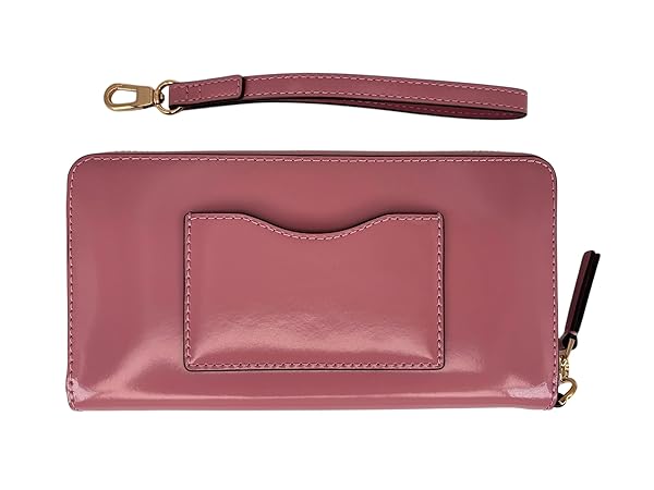 Tory Burch Emerson Patent Wristlet Zip Continental Wallet 146427 Pink Ginger 685 - Image 3