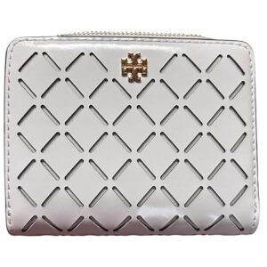 Tory Burch Emerson Perforated Mini Wallet, Optic White, Leather Zip Around