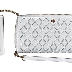Tory Burch Emerson Perforated Zip Continental Wallet with ID Holder, Optic White