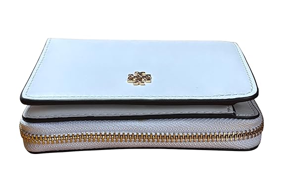 Tory Burch Emerson Soft Mini Wallet, Optic White, Leather Zip Around - Image 5