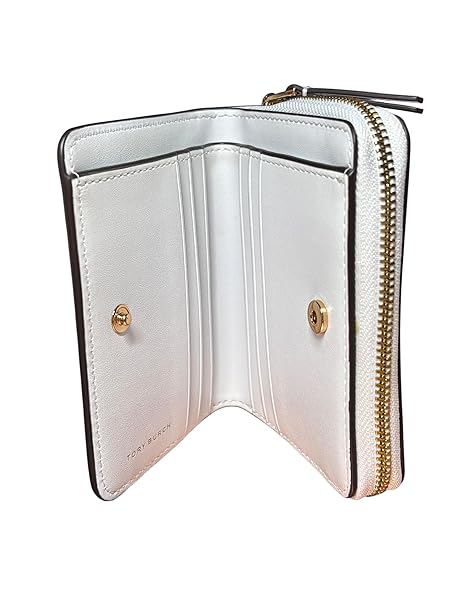 Tory Burch Emerson Soft Mini Wallet, Optic White, Leather Zip Around - Image 6