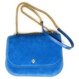 Tory Burch Emerson Suede Flap Adjustable shoulder Bag 139586 Gentian 488