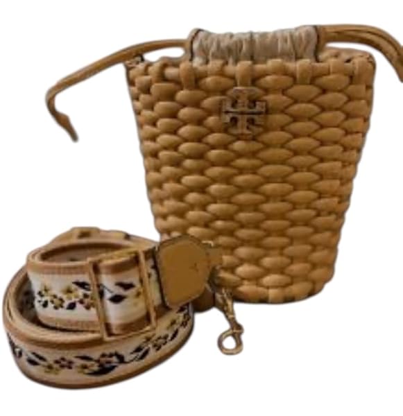 Tory Burch Emerson Woven Mini Bucket Bag 160648 Ginger Shortbread 200 - Image 5