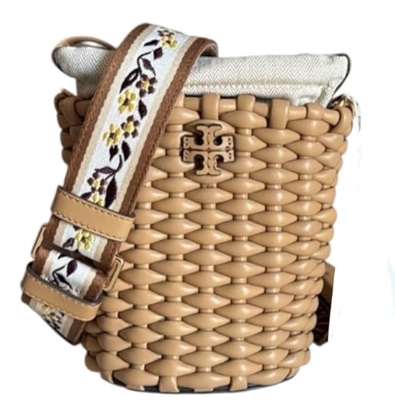 Tory Burch Emerson Woven Mini Bucket Bag 160648 Ginger Shortbread 200