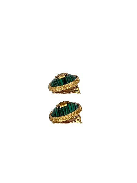 Tory Burch Marion Woven Chain Statement Clip Earring Gold & Green - Image 5