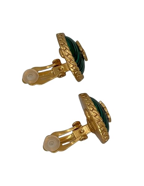Tory Burch Marion Woven Chain Statement Clip Earring Gold & Green - Image 8