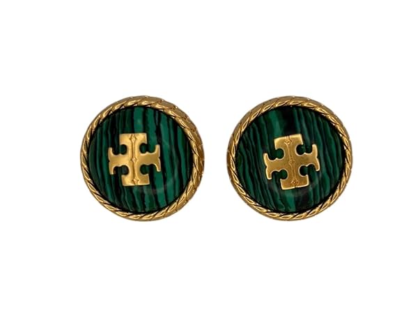 Tory Burch Marion Woven Chain Statement Clip Earring Gold & Green