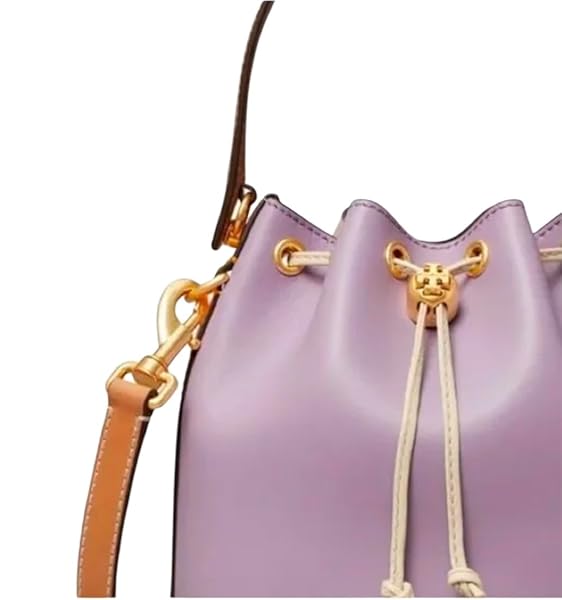 Tory Burch Mini T Monogram Color Block Leather Bucket Bag 88157 Thistle Mix 524 - Image 3
