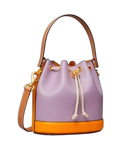 Tory Burch Mini T Monogram Color Block Leather Bucket Bag 88157 Thistle Mix 524 - Image 4