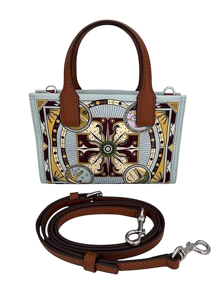 Tory Burch Nylon Printed Ella Mini Tote 163938 Burgundy Sundial Ella One Size 7" x 4.5"