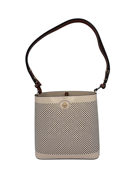 Tory Burch Perf Small Tote Bag Perforated Leather with Adjustable Strap, Beige - Image 3