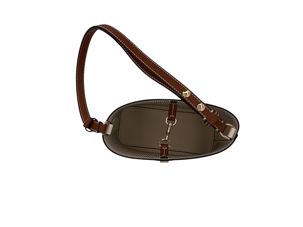 Tory Burch Perf Small Tote Bag Perforated Leather with Adjustable Strap, Beige - Image 5