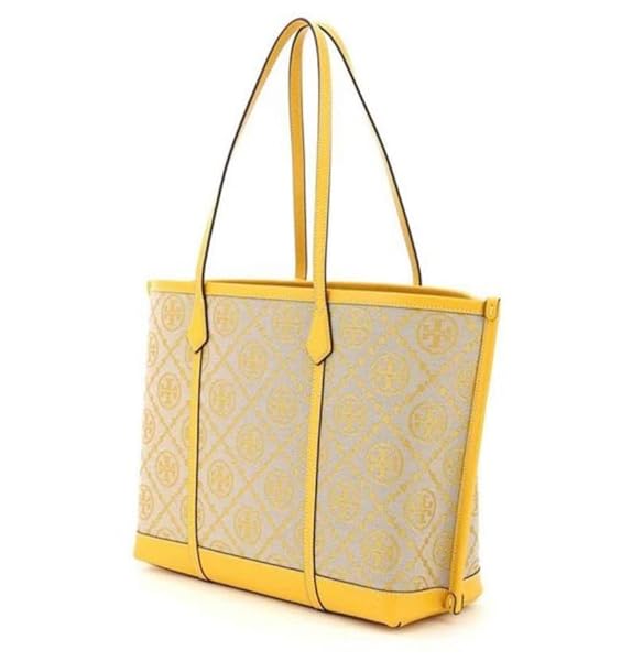 Tory Burch "Perry tote bag in T monogram jacquard fabric and leather 83312 Gold FINCH 703 One Size***previously Love*** - Image 3