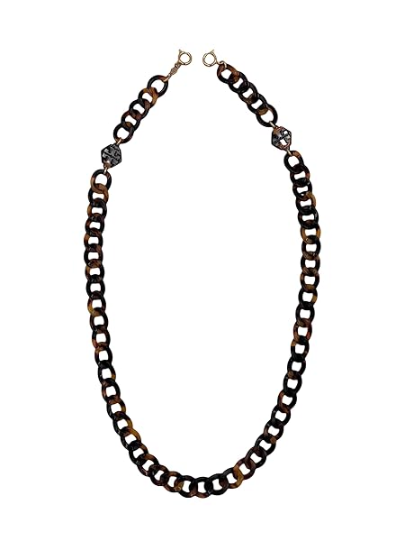 Tory Burch Hex Resin Face Mask Chain Tortoise - Image 3